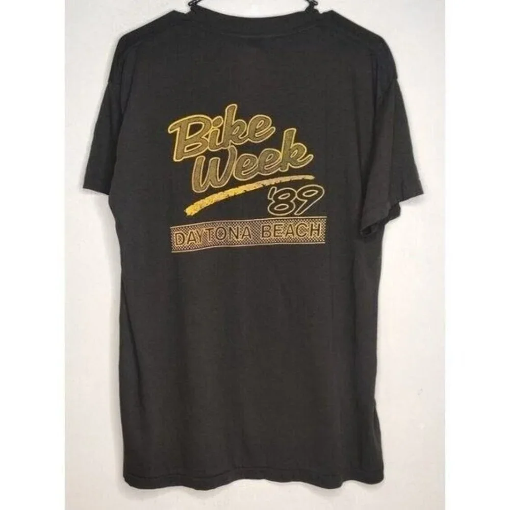 Rare Harley Davidson 3D Emblem T-Shirt 1989 Bike Week Daytona Beach Vintage - Picture 3 of 10
